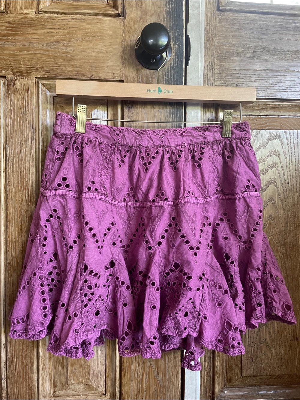 Free People Women’s Eyelet Tiered Skirt — Purple